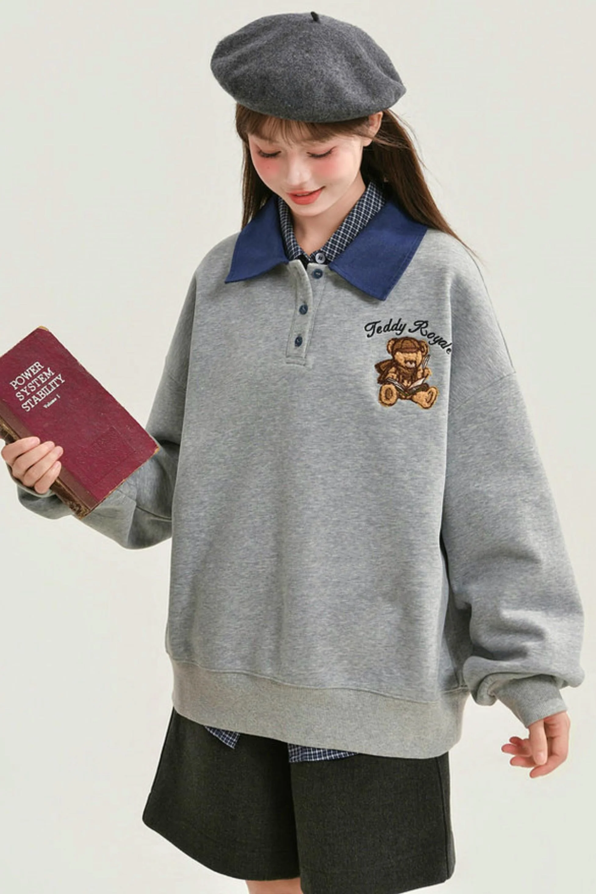 Cute Bear Embroidered Sweatshirt - Image 14