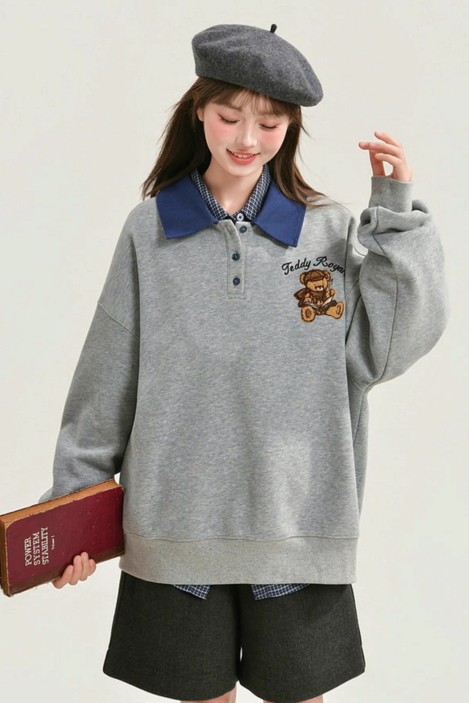 Cute Bear Embroidered Sweatshirt - Image 15