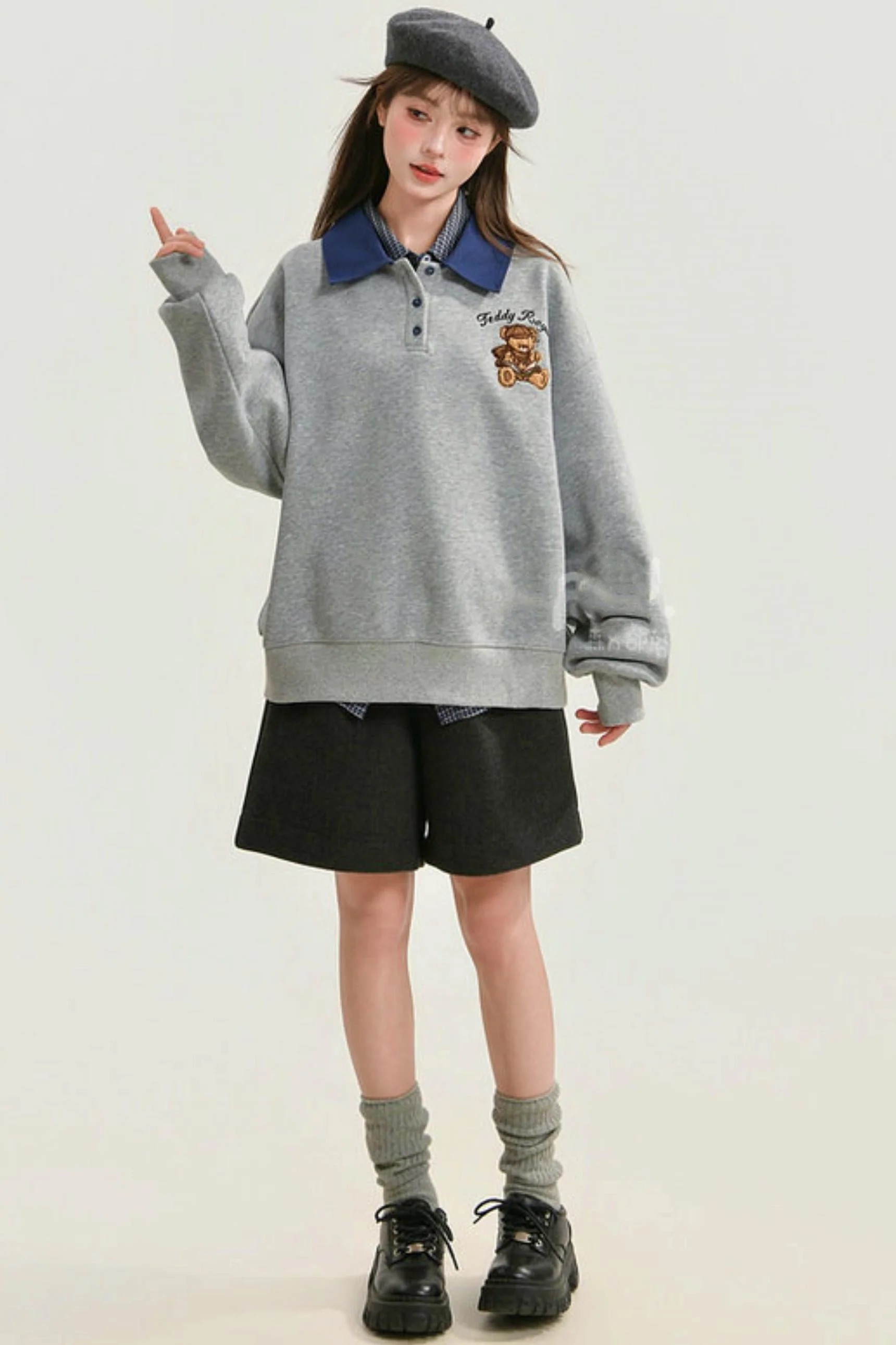 Cute Bear Embroidered Sweatshirt - Image 16