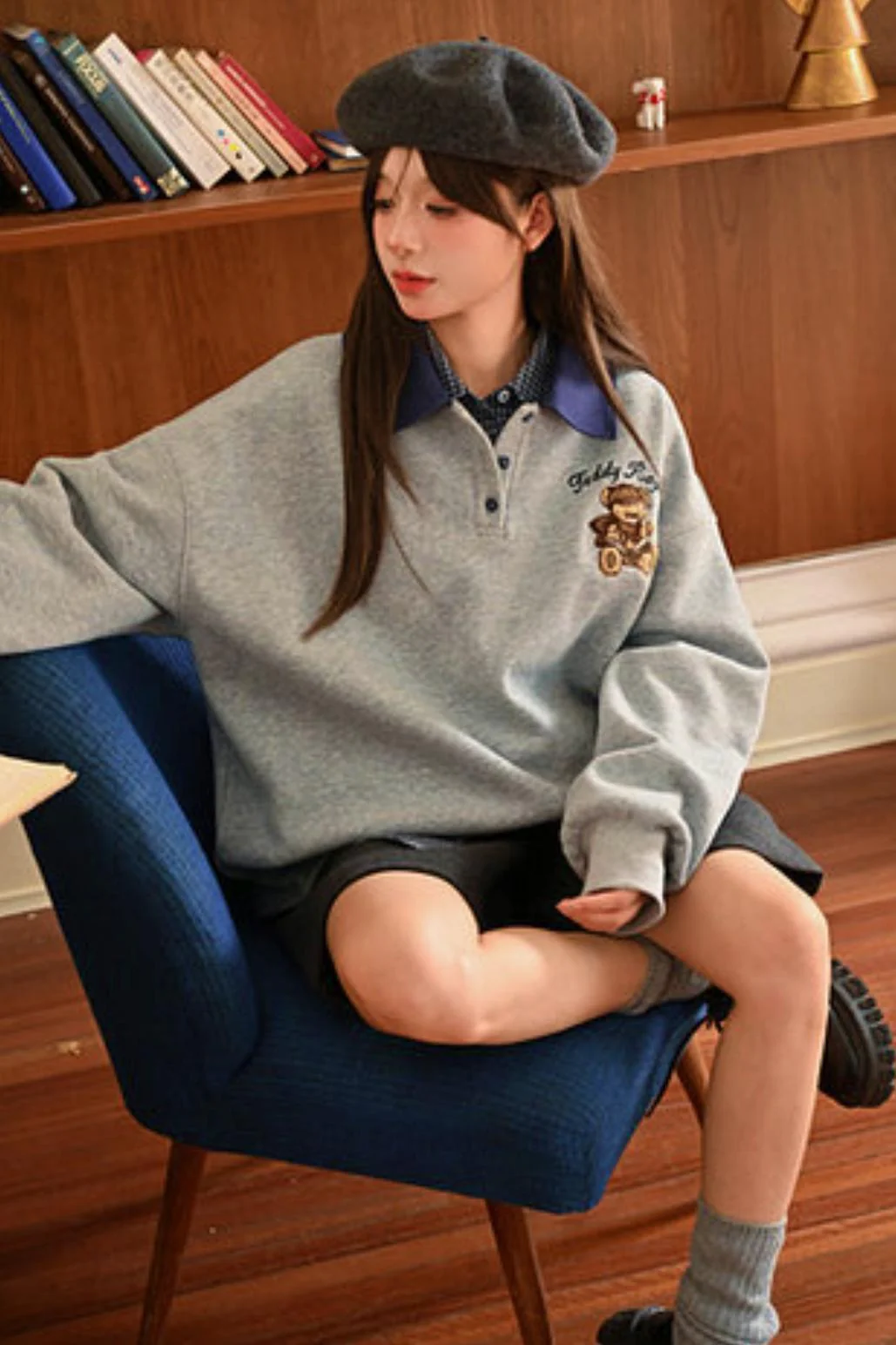 Cute Bear Embroidered Sweatshirt - Image 5