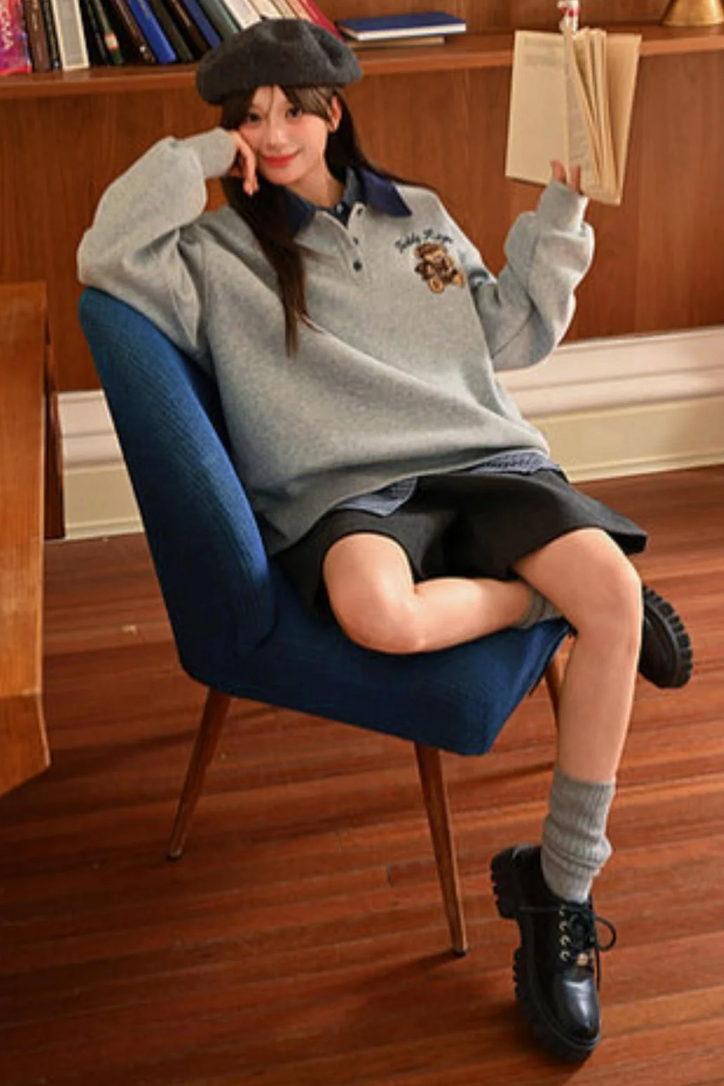 Cute Bear Embroidered Sweatshirt - Image 6
