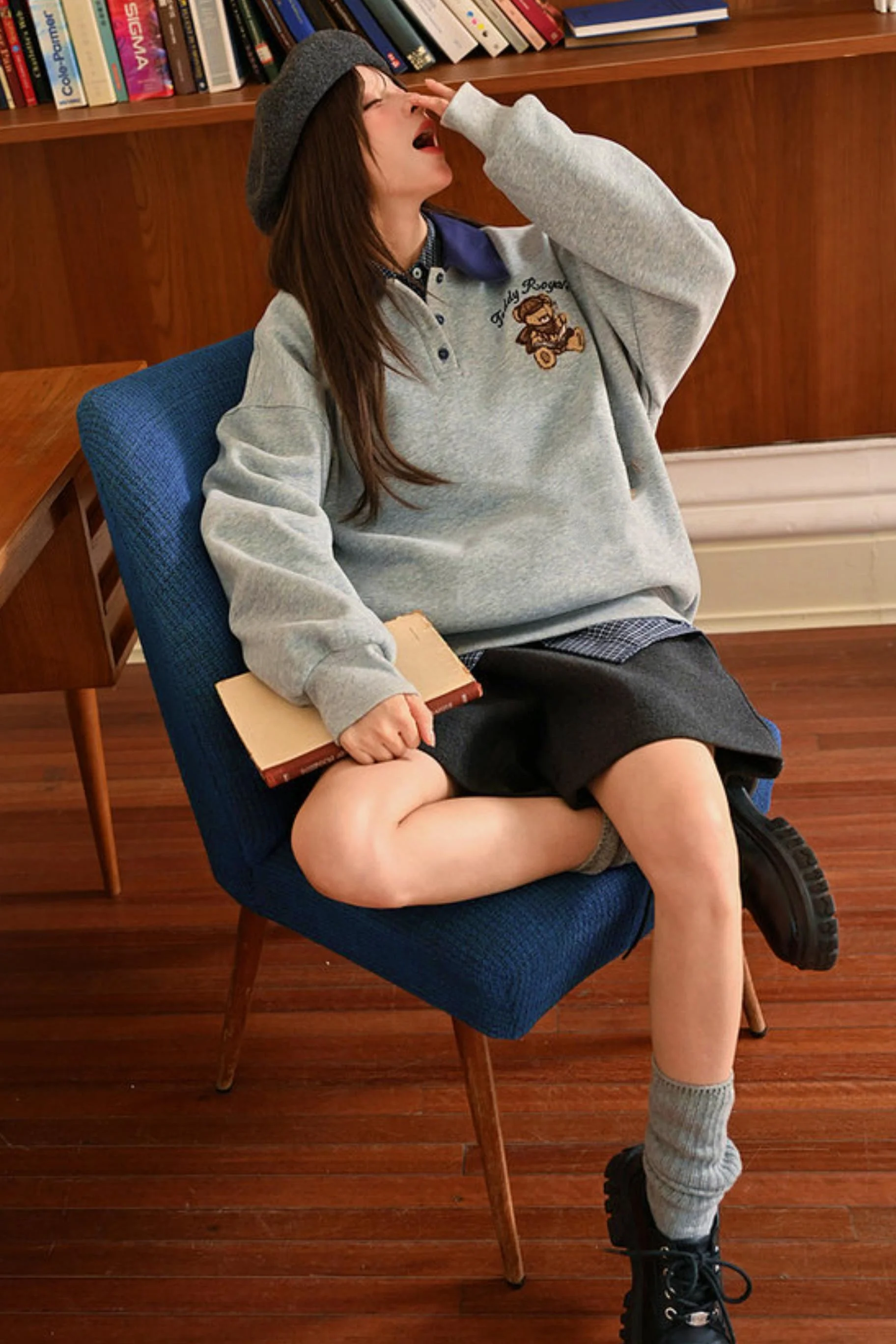 Cute Bear Embroidered Sweatshirt - Image 7