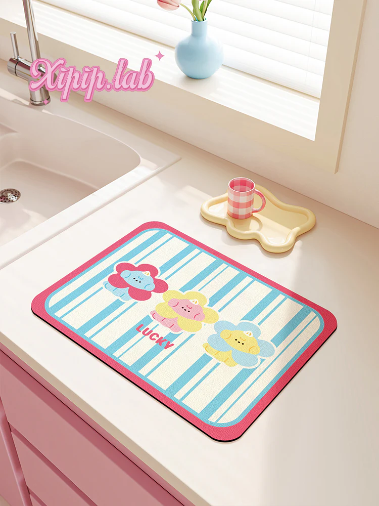 cute cartoon bar Kitchen countertop drain mat - Image 4