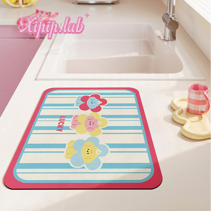 cute cartoon bar Kitchen countertop drain mat - Image 5
