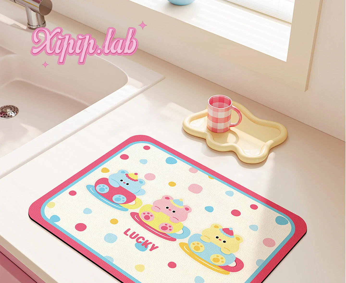 cute cartoon bar Kitchen countertop drain mat - Image 6