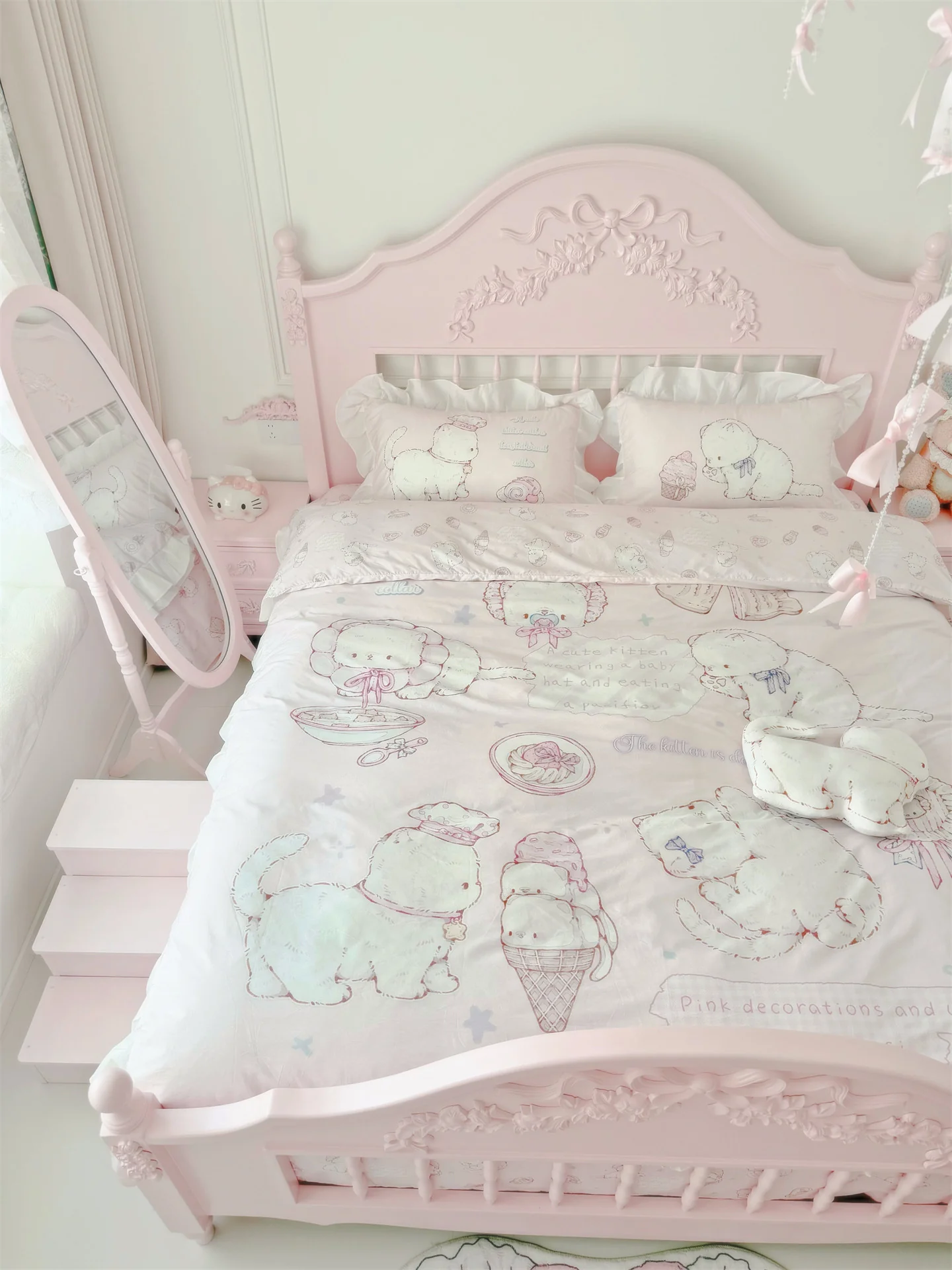 Cute cat girl's quilt cover four-piece set - Image 4