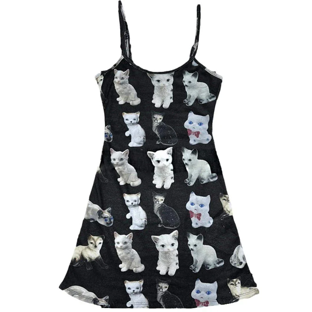 Cute Cats Print Y2K Mini Dress - Image 2