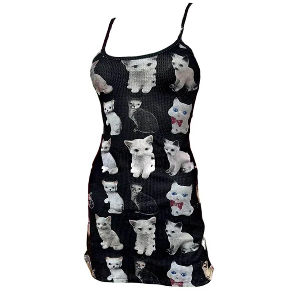 Cute Cats Print Y2K Mini Dress - Image 3