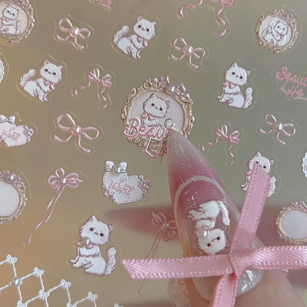 cute kitten kawaii nails stickers - Image 2