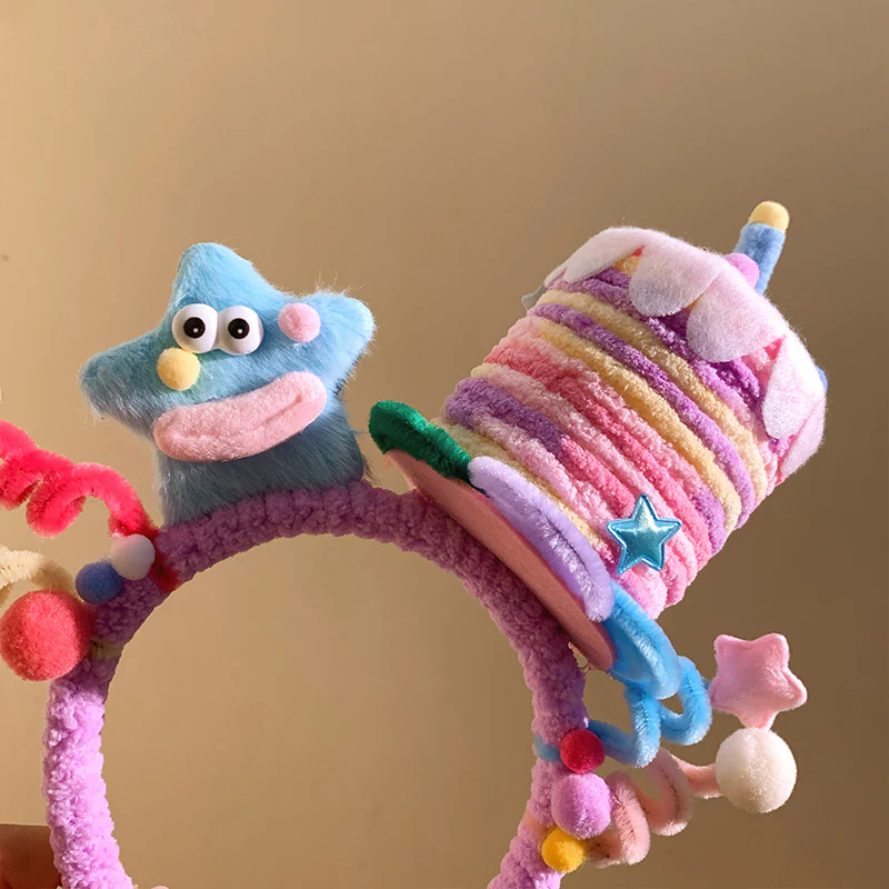 Cute Pink Birthday Cake Plush Headband - Image 3
