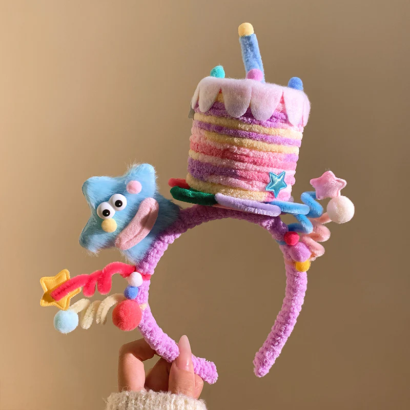 Cute Pink Birthday Cake Plush Headband - Image 4