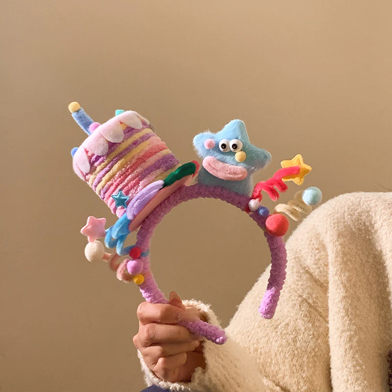 Cute Pink Birthday Cake Plush Headband - Image 5