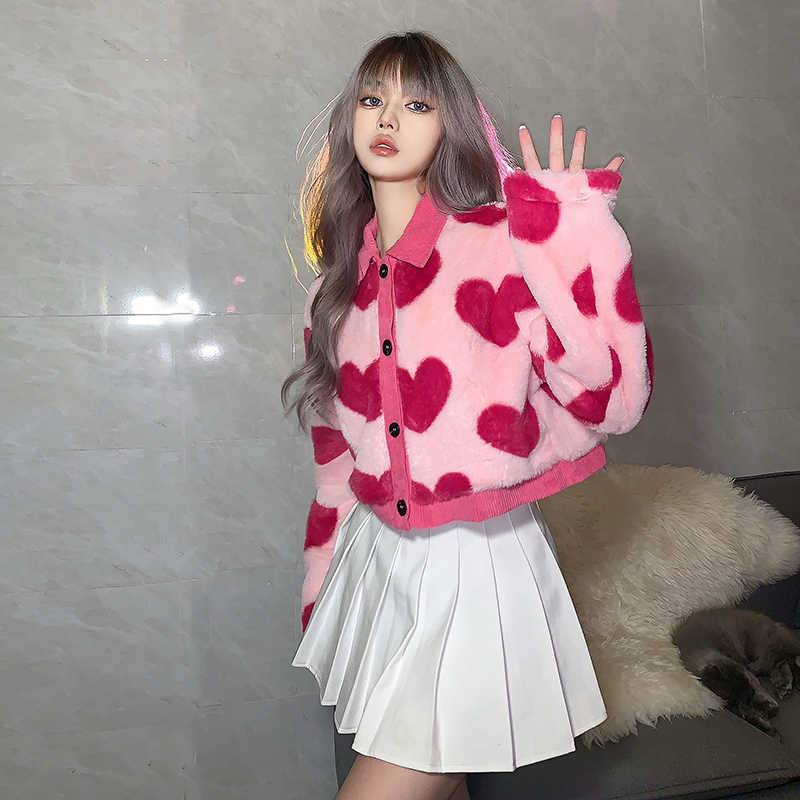 Cute Plush Heart Cardigan - Image 3