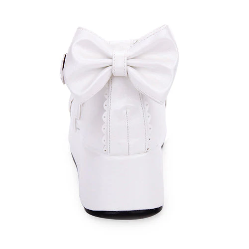 Cute Round Toe Shallow Mouth Bowknot Middle Heels Lolita Shoes - Image 9