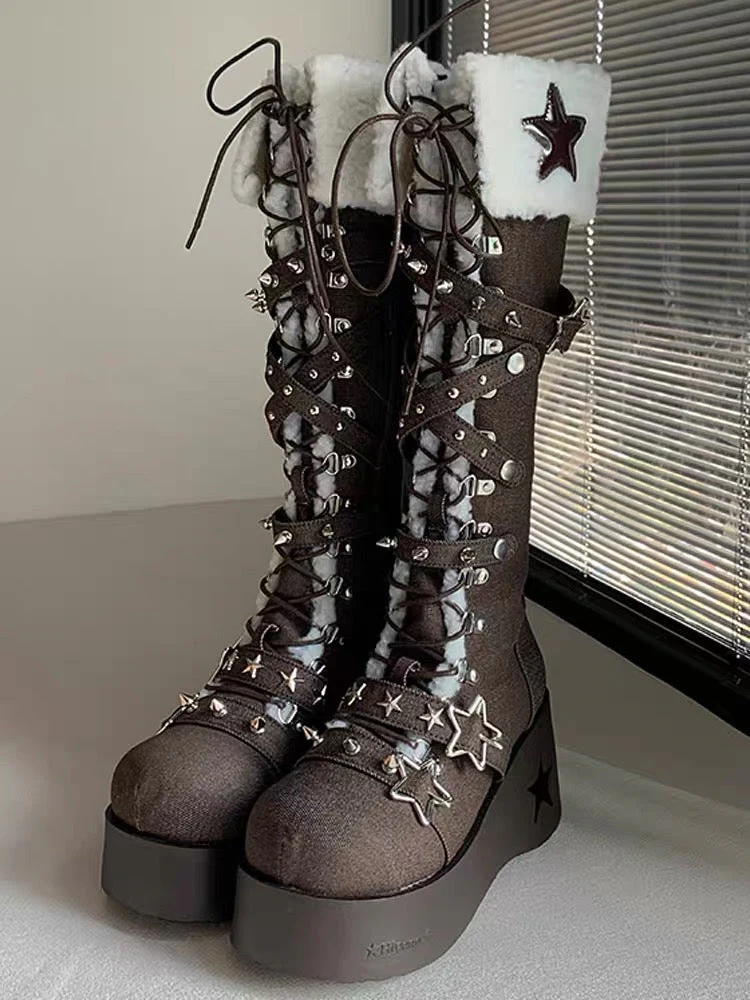 Cyber Star Platform Knee High Boots - Image 17