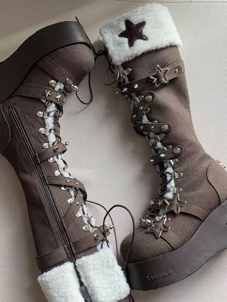 Cyber Star Platform Knee High Boots - Image 23