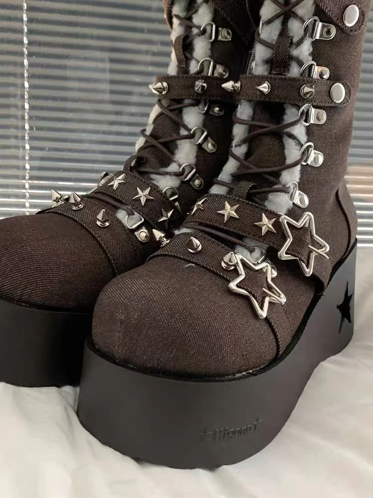 Cyber Star Platform Knee High Boots - Image 27