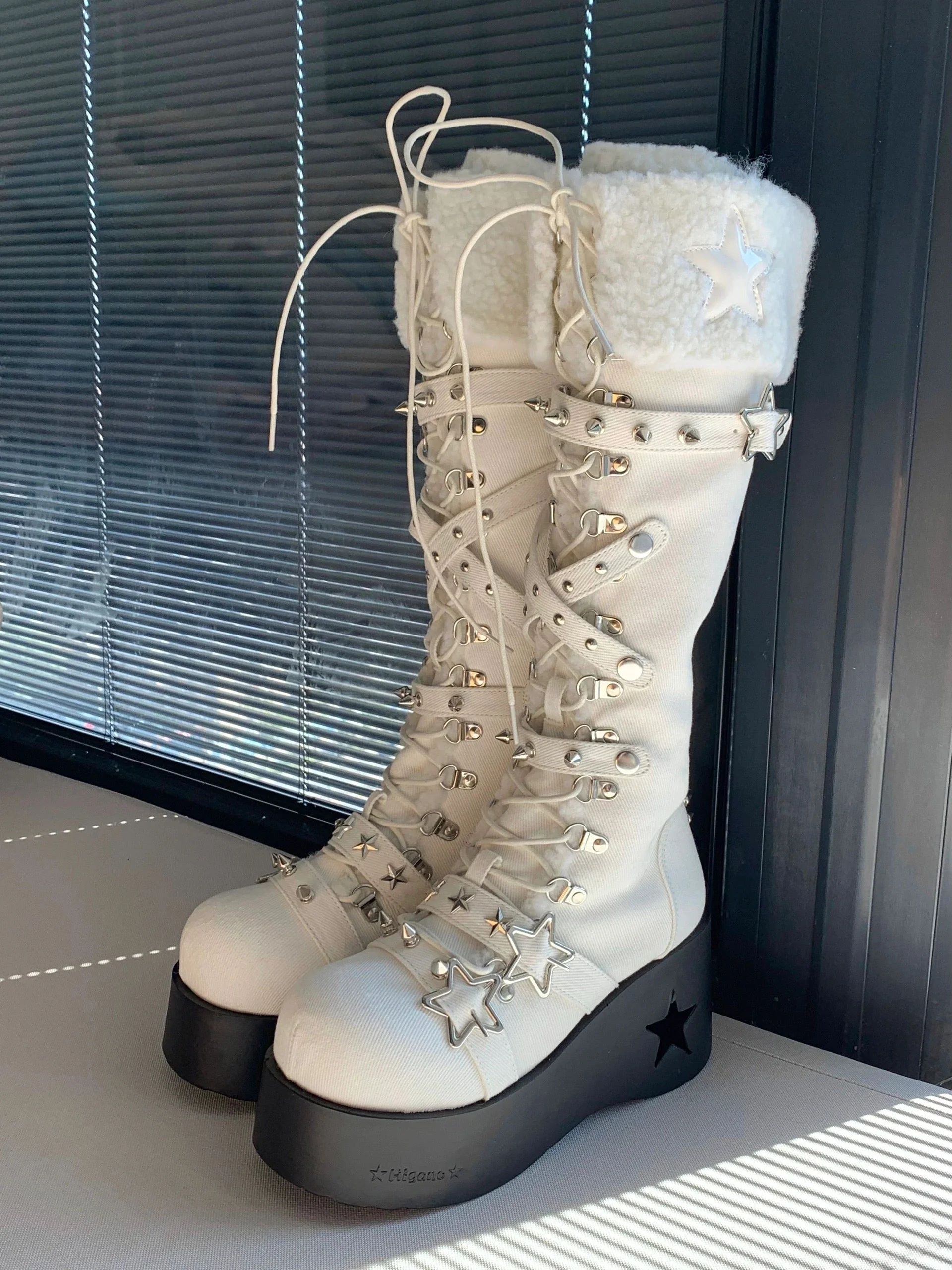 Cyber Star Platform Knee High Boots - Image 3