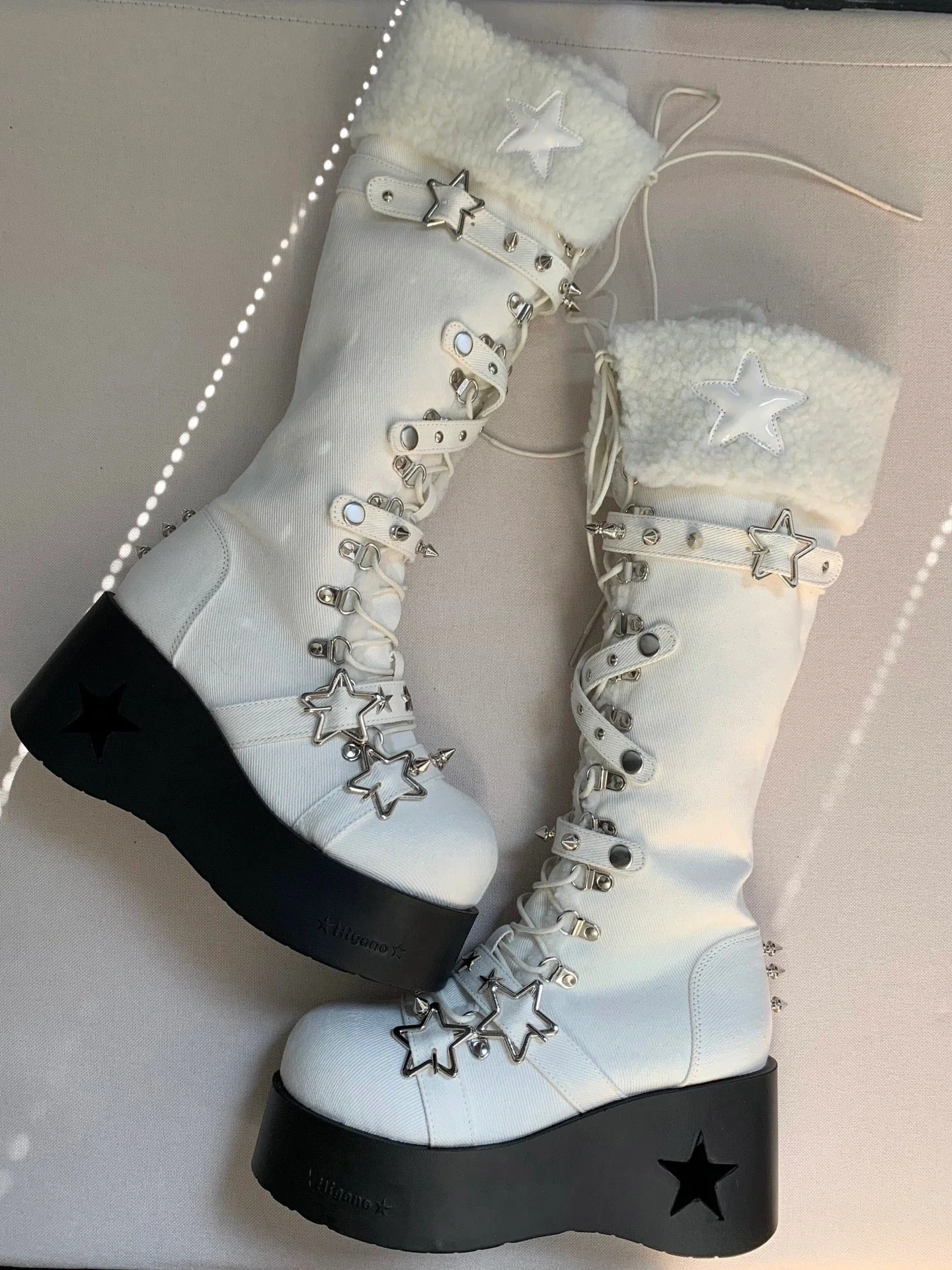 Cyber Star Platform Knee High Boots - Image 4