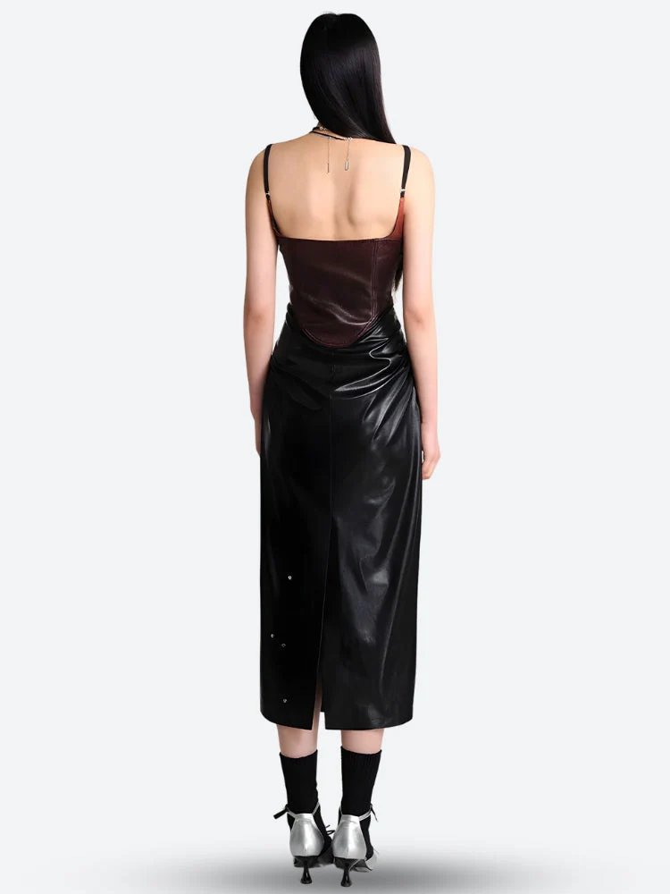 Cyberpunk Faux Leather Midi Dress - Image 3