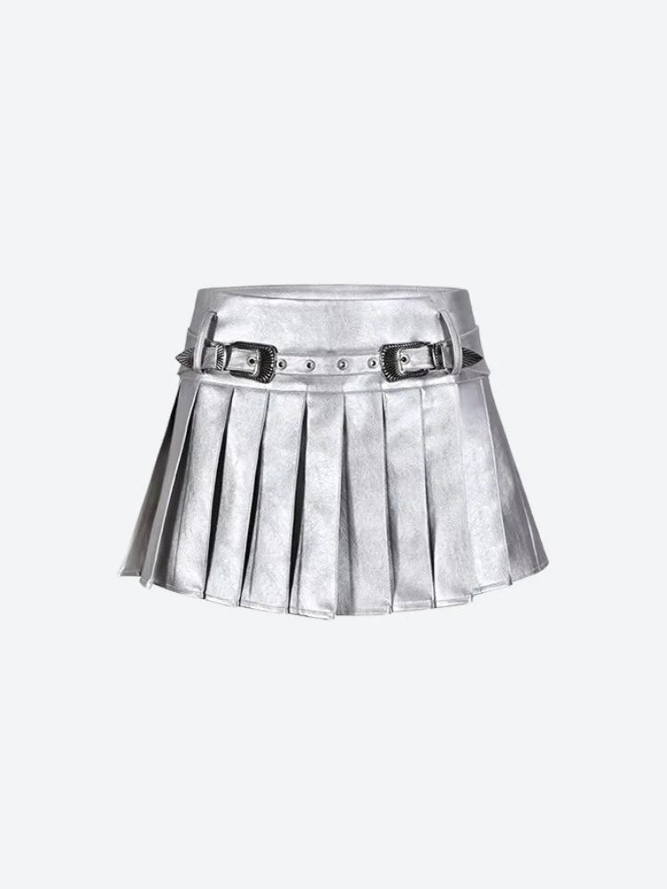 Cyberpunk Metallic Mini Skirt - Image 5