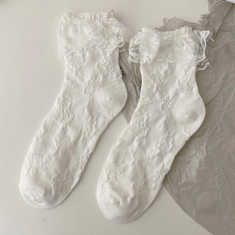 Dainty White Lace Socks - Image 5