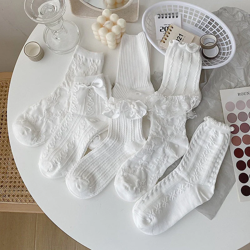 Dainty White Lace Socks - Image 7