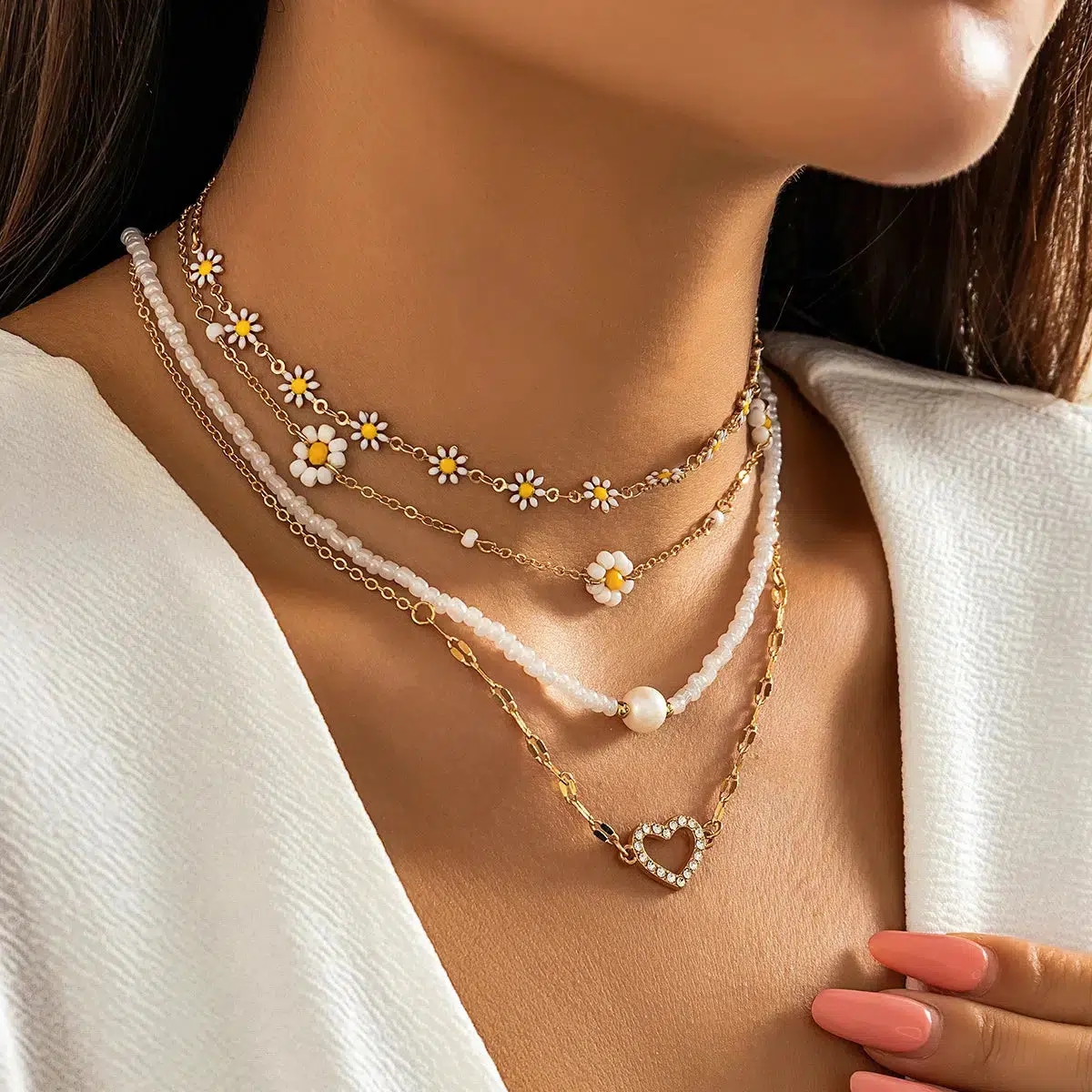 Daisy & Heart Four-Pack Necklace Set - Image 3