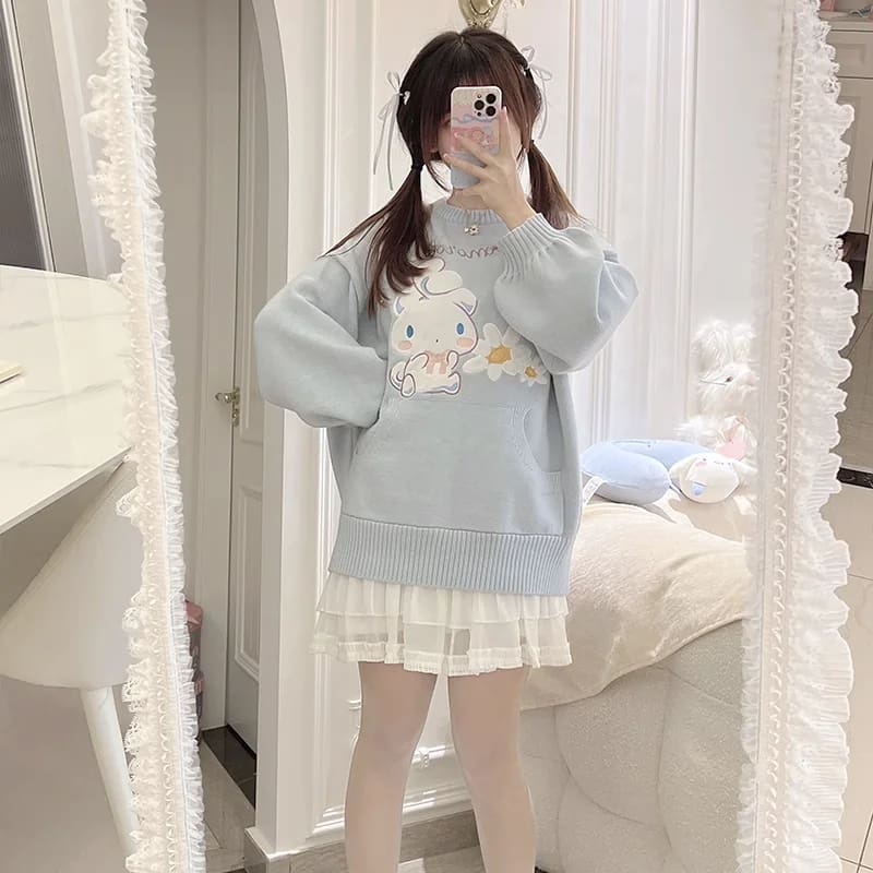 Daisy Puppy Knit Crewneck - Image 3