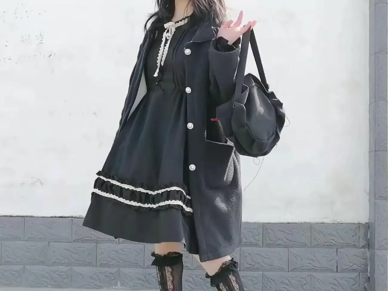 Dark Academia Black Dress - Image 3