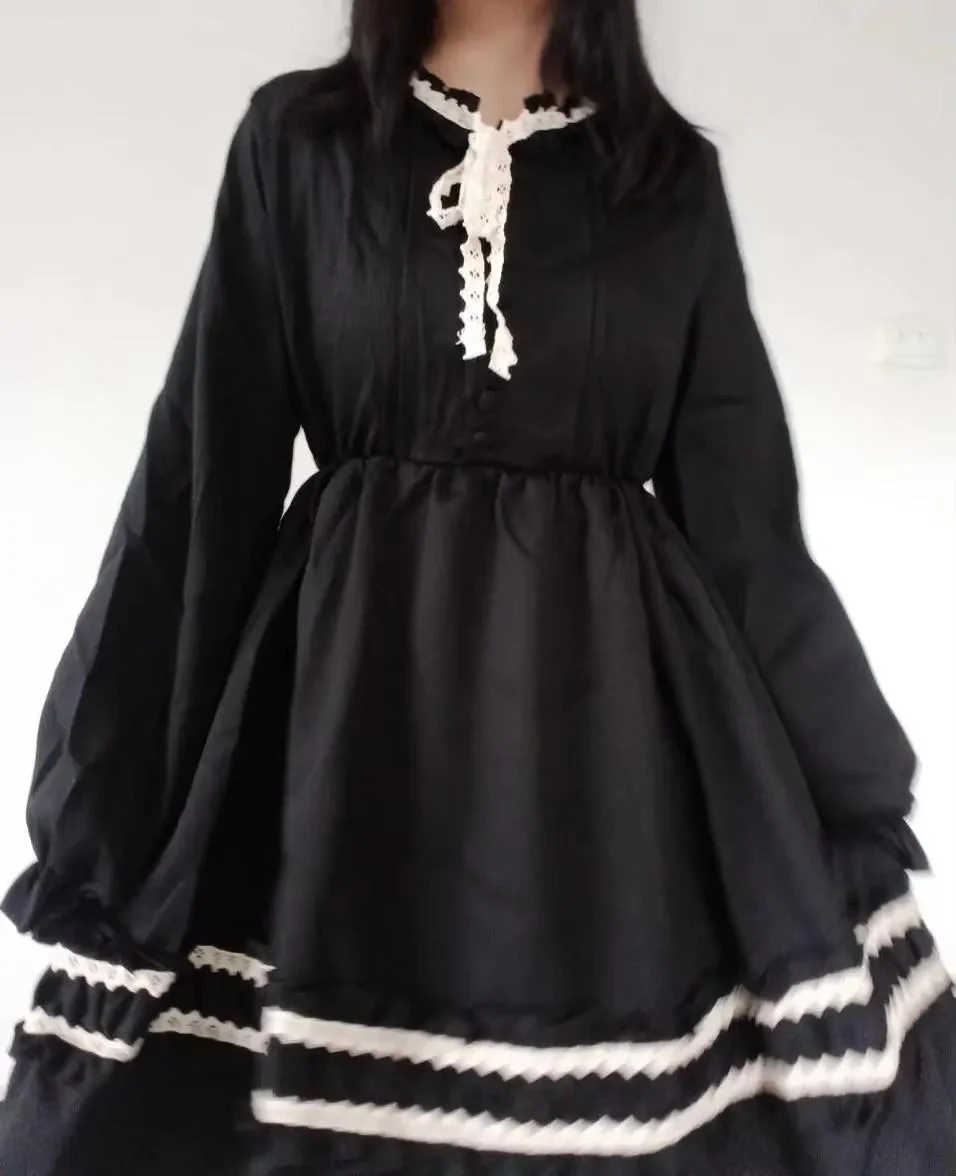 Dark Academia Black Dress - Image 5