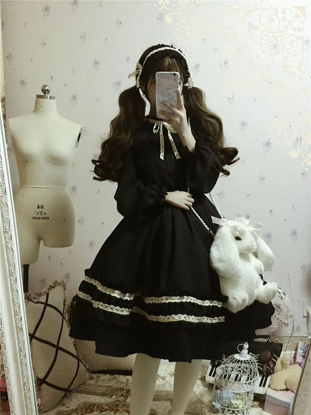 Dark Academia Black Dress - Image 6