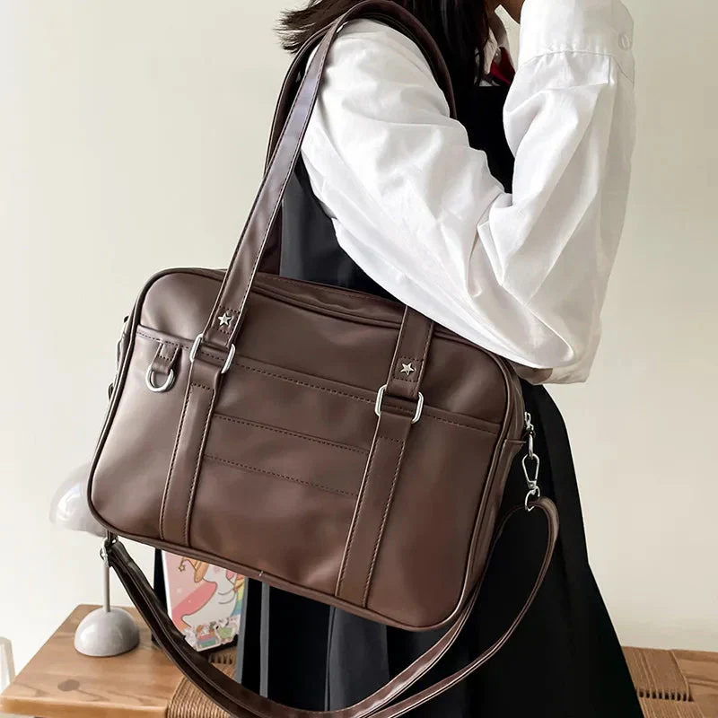 Dark Academia Faux Leather Messenger Bag - Image 2