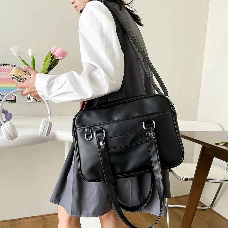 Dark Academia Faux Leather Messenger Bag - Image 3