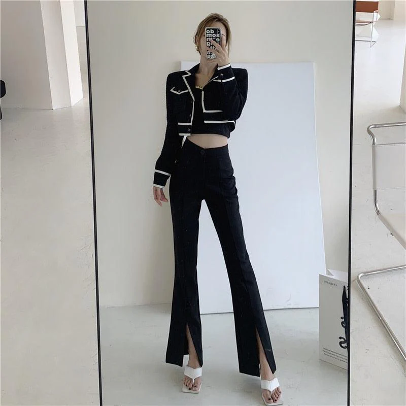 Dark Academia Hem Split Pants - Image 2