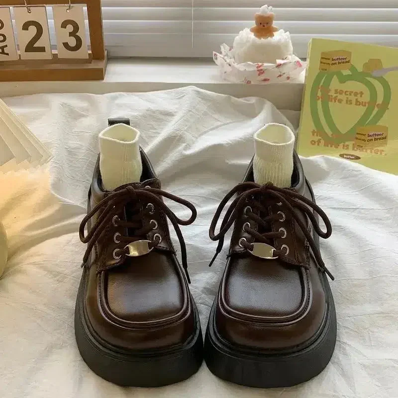 Dark Academia Lace Up Mary Jane Shoes - Image 2