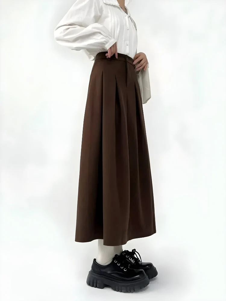 Dark Academia Pleated Midi Skirt - Image 3