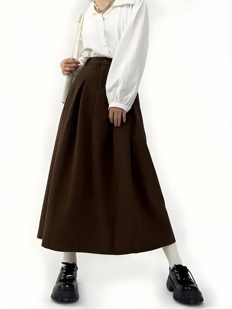 Dark Academia Pleated Midi Skirt - Image 4