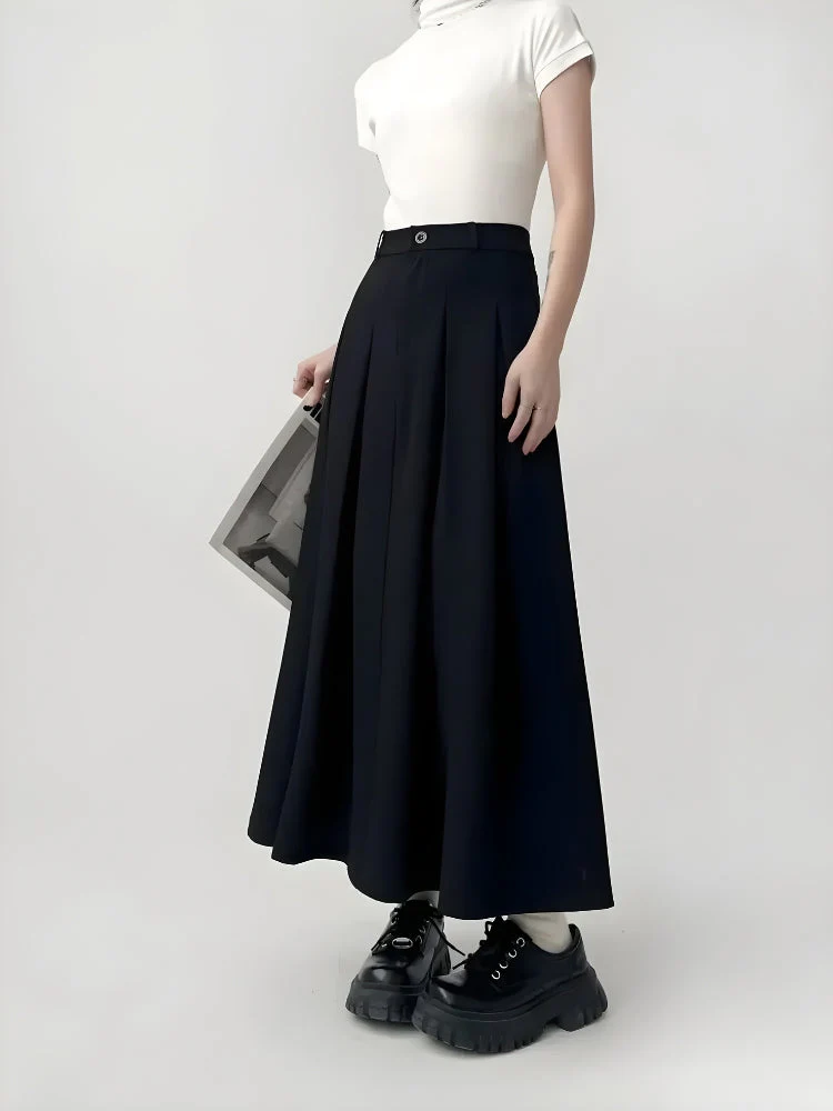 Dark Academia Pleated Midi Skirt - Image 5