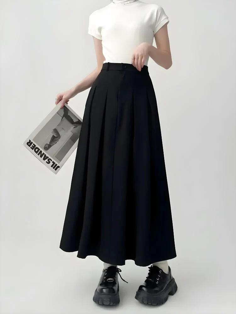 Dark Academia Pleated Midi Skirt - Image 7