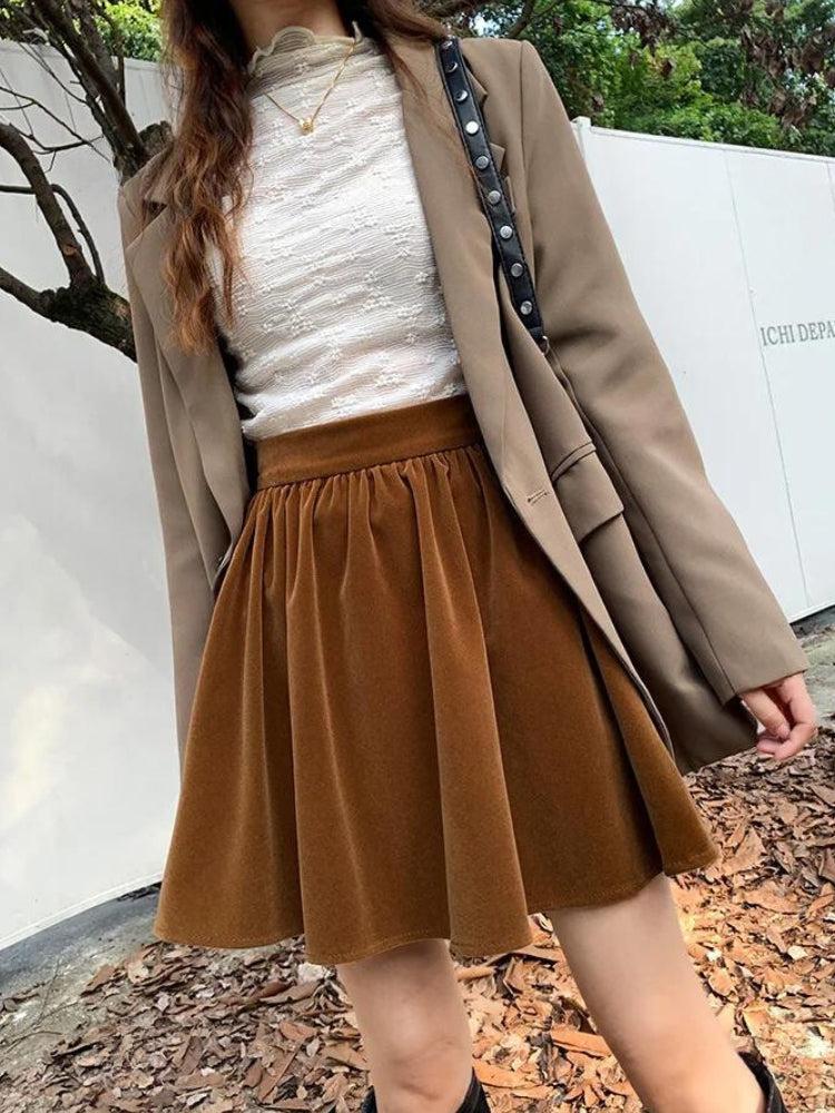 Dark Academia Velvet Mini Skirt - Image 3