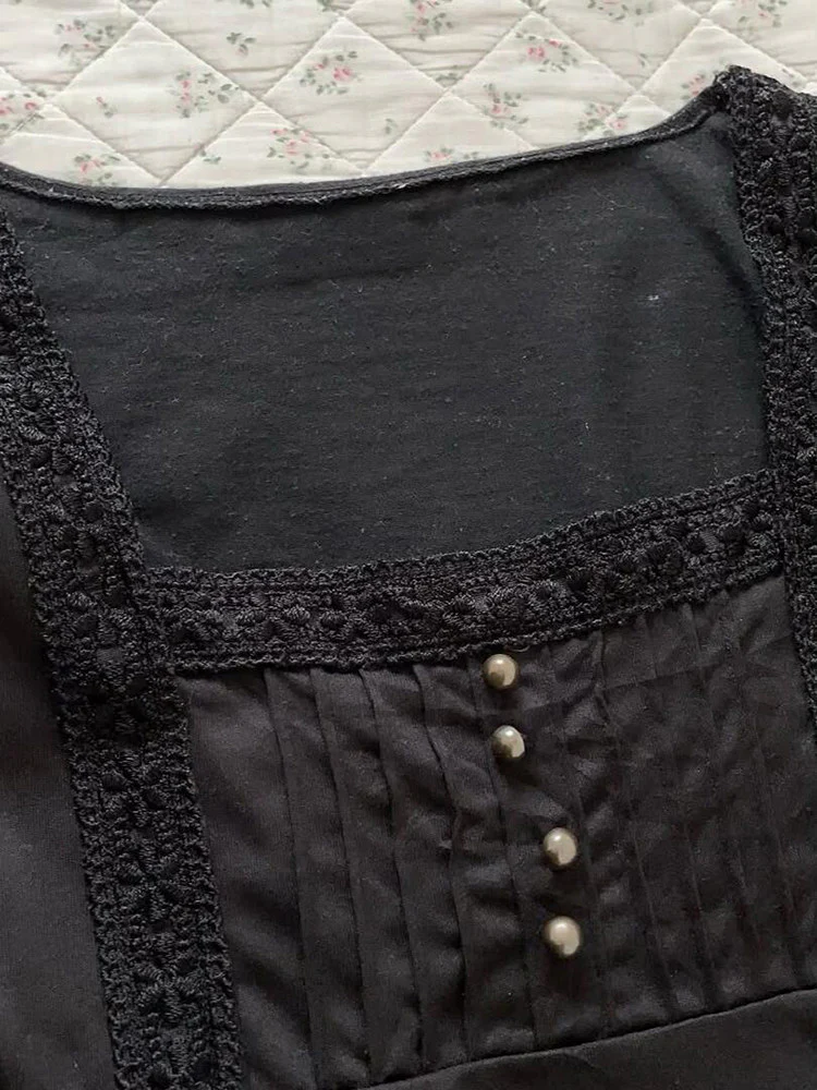 dark coquette bow lace shirt - Image 3