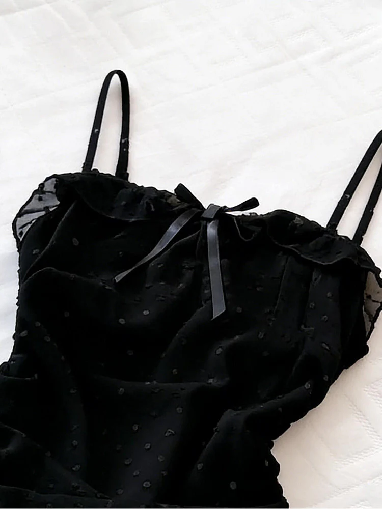 dark coquette bow mesh dress - Image 3
