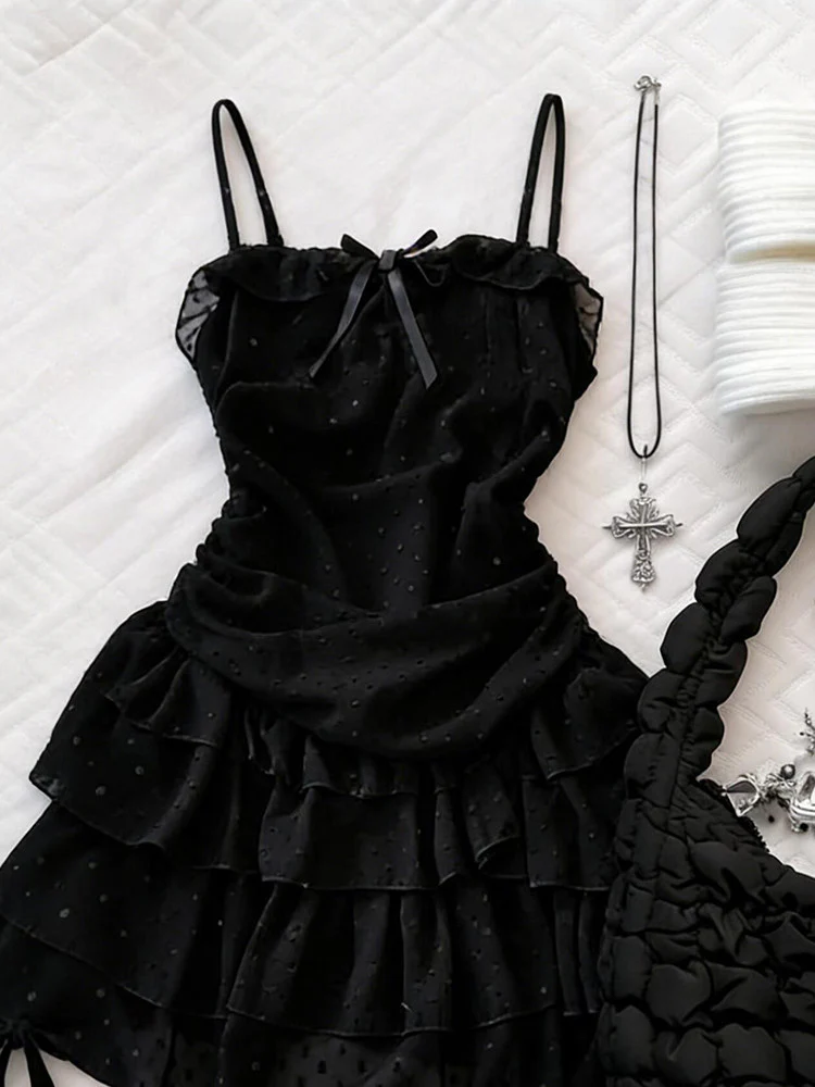 dark coquette bow mesh dress - Image 5