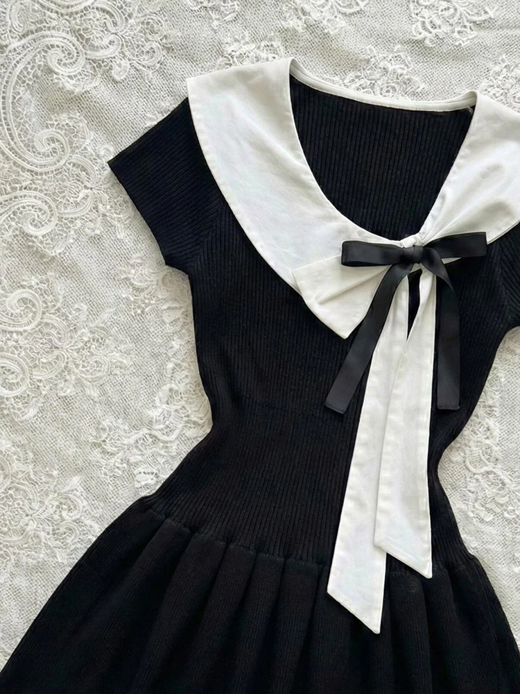 dark coquette bow preppy dress - Image 2