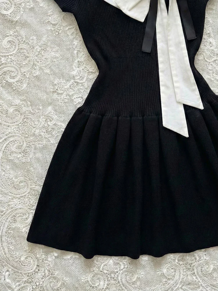 dark coquette bow preppy dress - Image 3