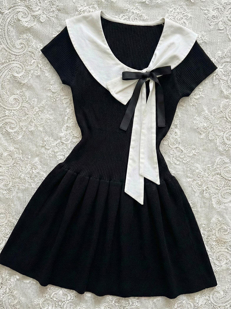 dark coquette bow preppy dress - Image 4
