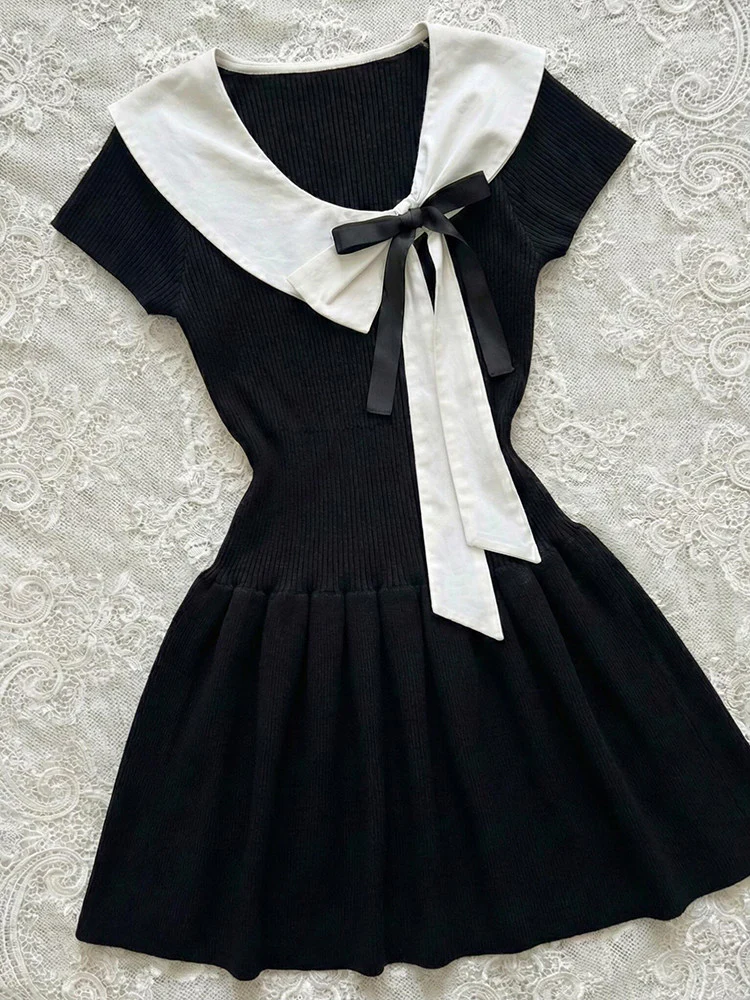 dark coquette bow preppy dress - Image 5