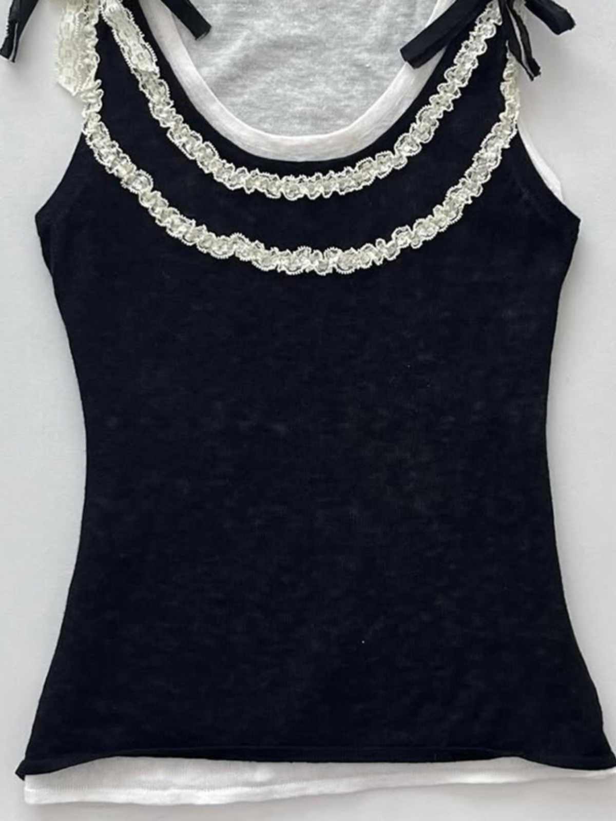 Dark Coquette Bow Strap Tank Top - Image 5
