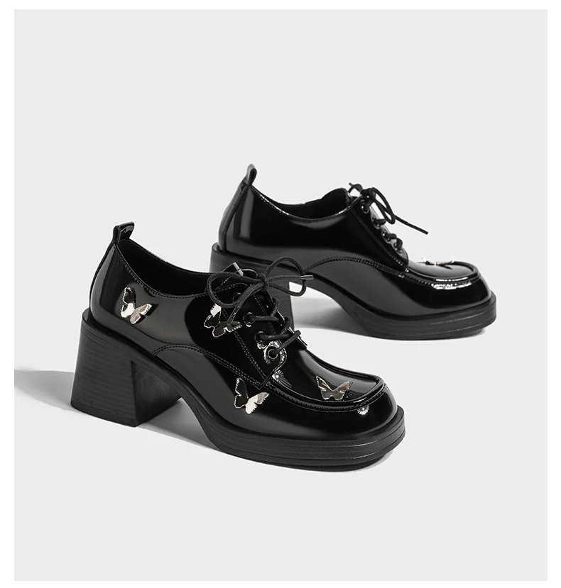 Dark Coquette Butterfly Leather Shoes - Image 2